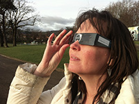 Kate Russo wearing eclipse shades